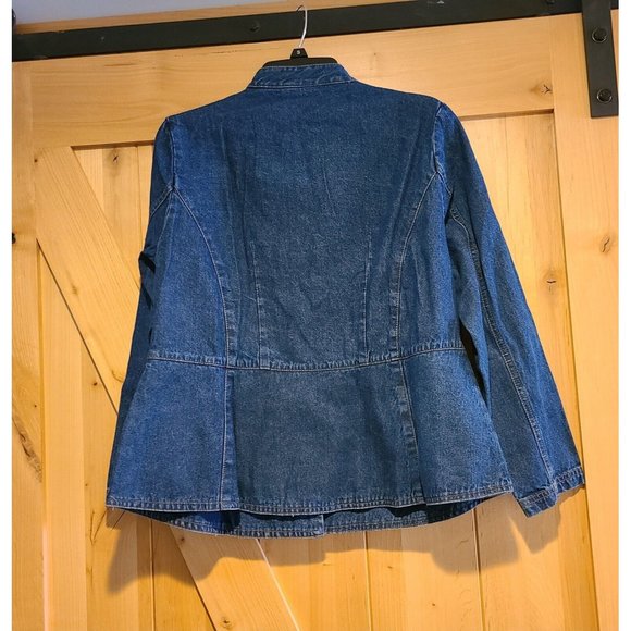 New! Vintage BEA Size 12P Jean Denim Shirt Blazer Gold Button Embroidered Sequin - Picture 2 of 12